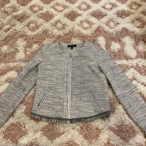 Banana Republic Gray Tweed Zip-Front Women's Jacket